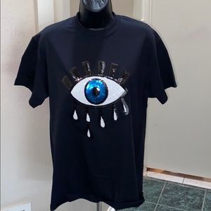 Black Evil eye sequin T-shirt